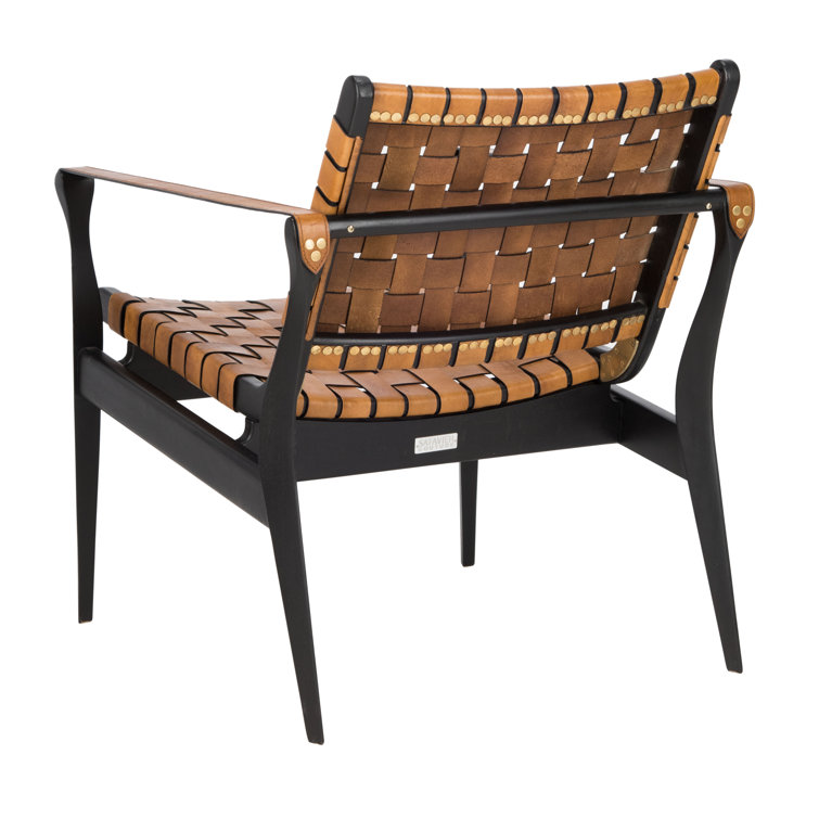 Light Brown Mahogany and Leather Safari Armchair