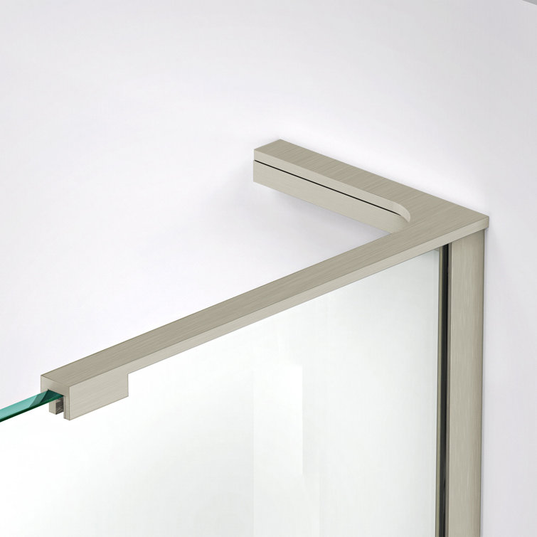 Neo-Angle Frameless Clear Glass Hinged Shower Enclosure with Black Hardware