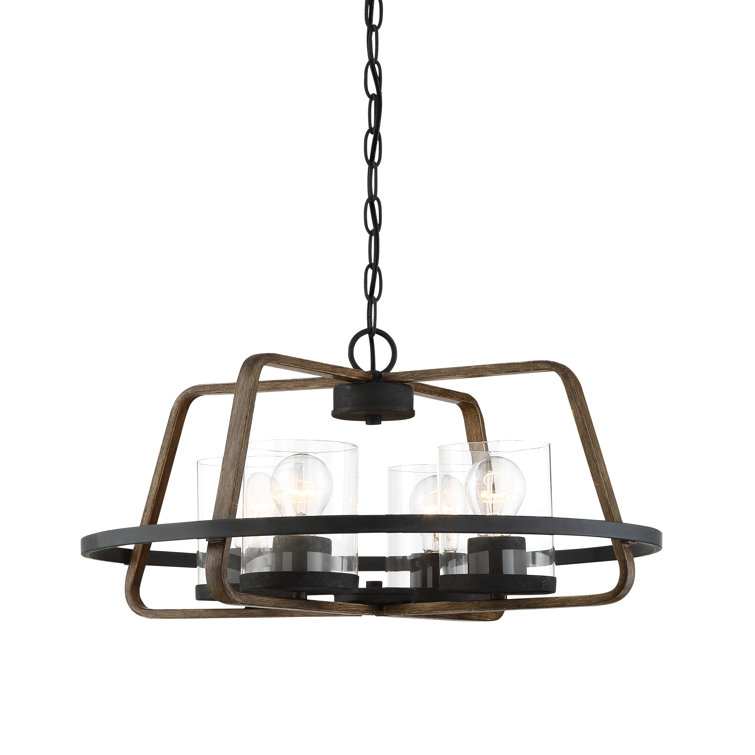 Ryder Minimalist Farmhouse 4-Light Chandelier in Forged Black