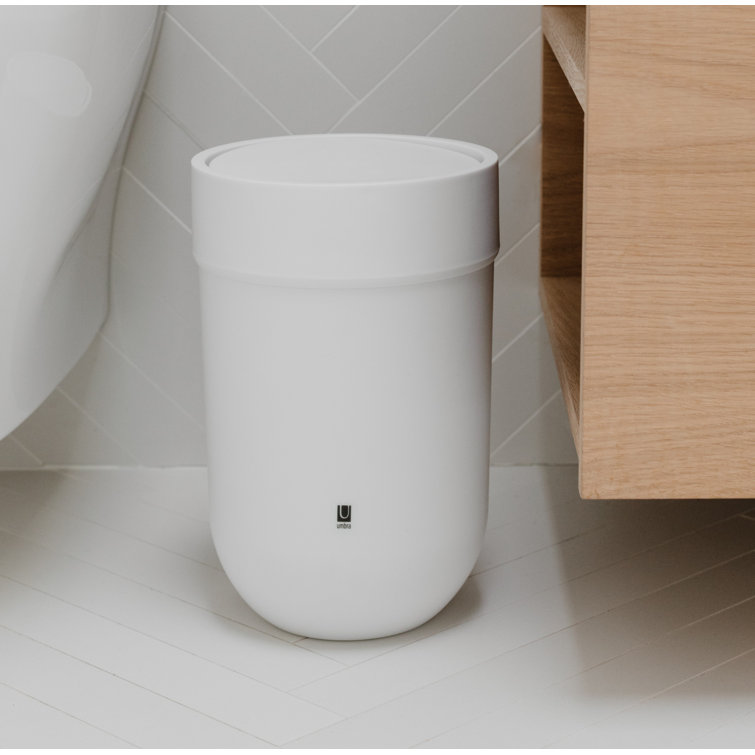 Sleek 1.6 Gallon White Plastic Swing-Top Waste Bin