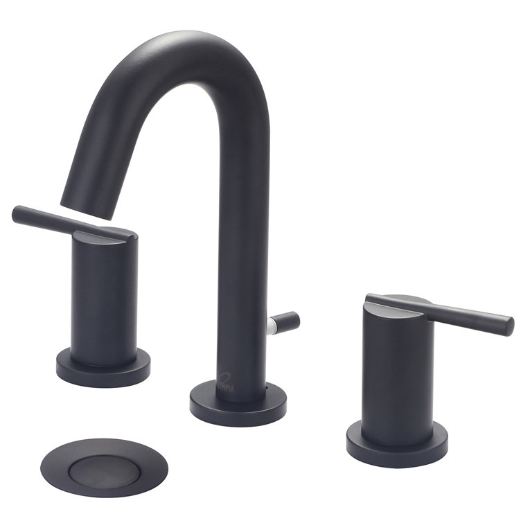 Matte Black Modern Widespread Bathroom Faucet with Drain Assembly