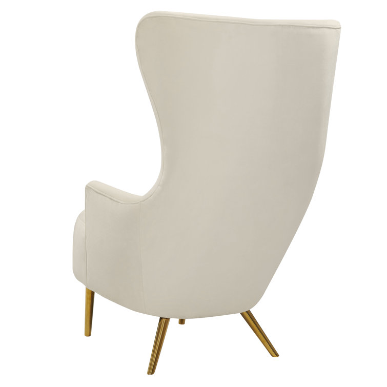 Cream Velvet Barrel Accent Chair with Manufactured Wood Frame