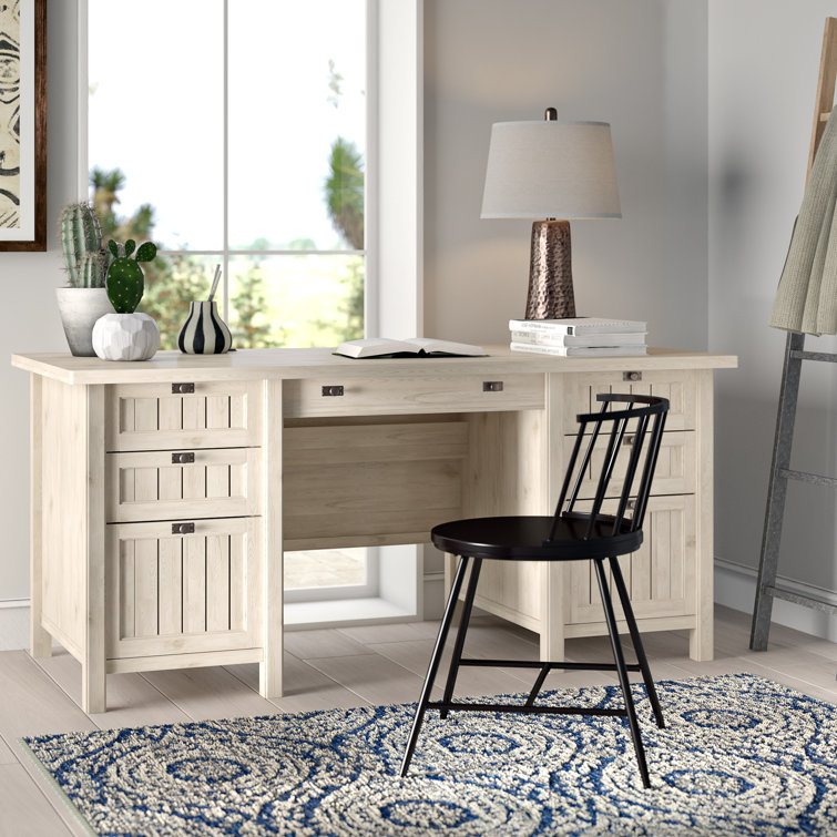 Chalked Chestnut Executive Desk with Filing Cabinet and Drawer