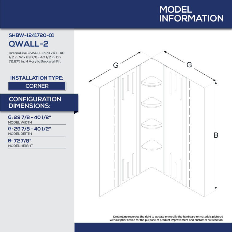 White Acrylic Corner Neo-Angle Shower Kit with Shelves