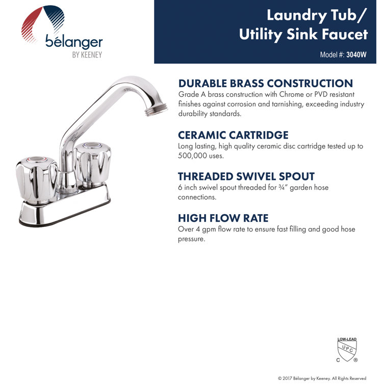 Polished Chrome Dual Handle Centerset Utility Faucet