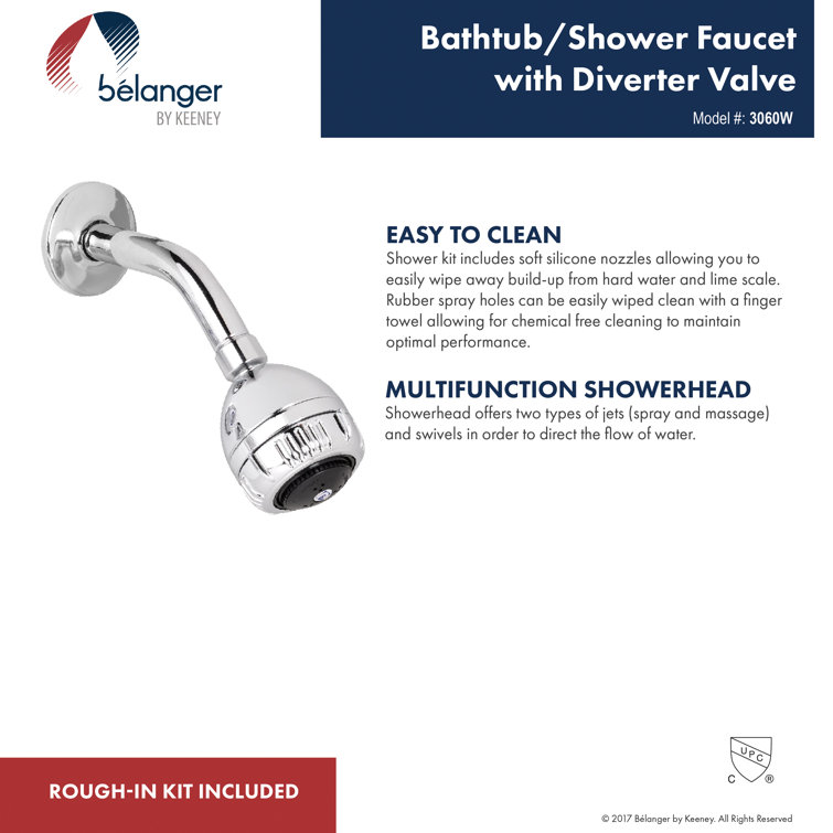 Polished Chrome Wall Mounted Shower Faucet with Three Handles