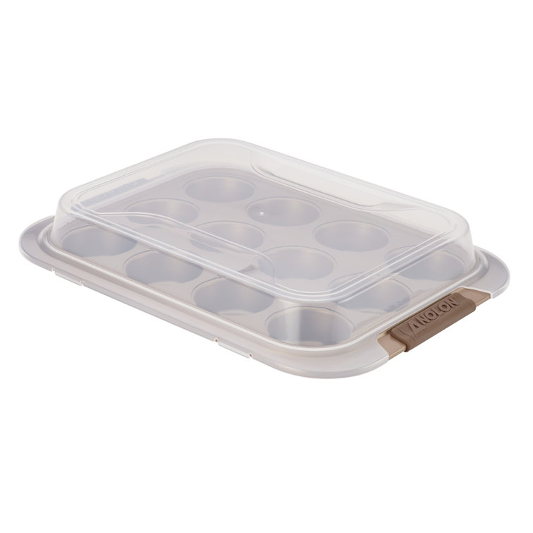 Bronze Nonstick 12-Cup Muffin Pan with Silicone Grips