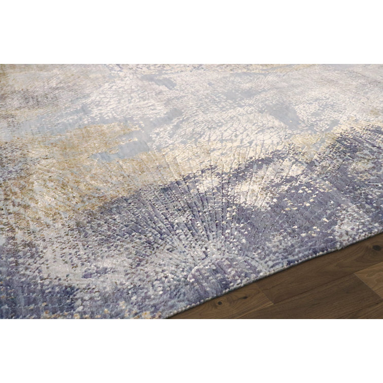 Cosmo Hand-Knotted Silk & Wool Abstract Gray 9'1" x 12'1" Area Rug