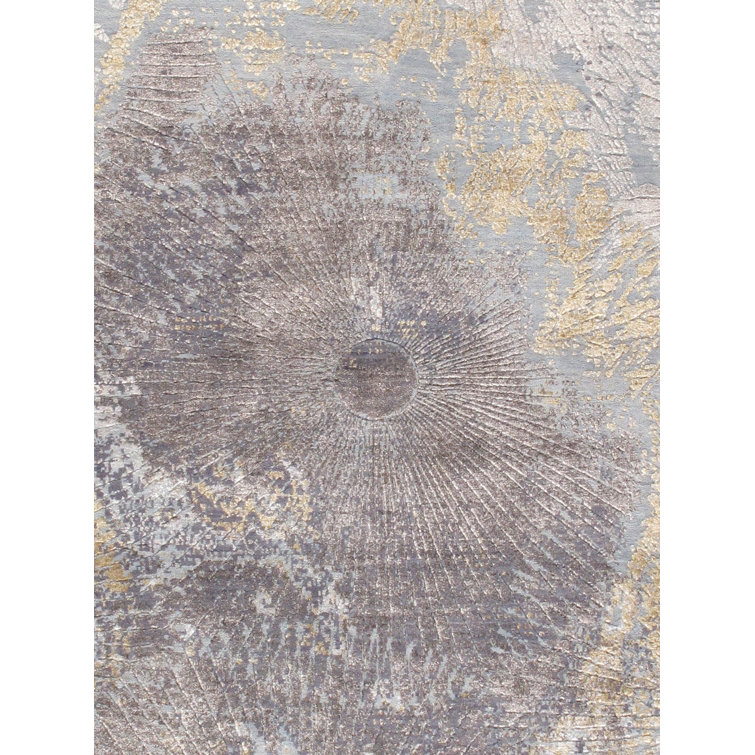 Cosmo Hand-Knotted Silk & Wool Abstract Gray 9'1" x 12'1" Area Rug