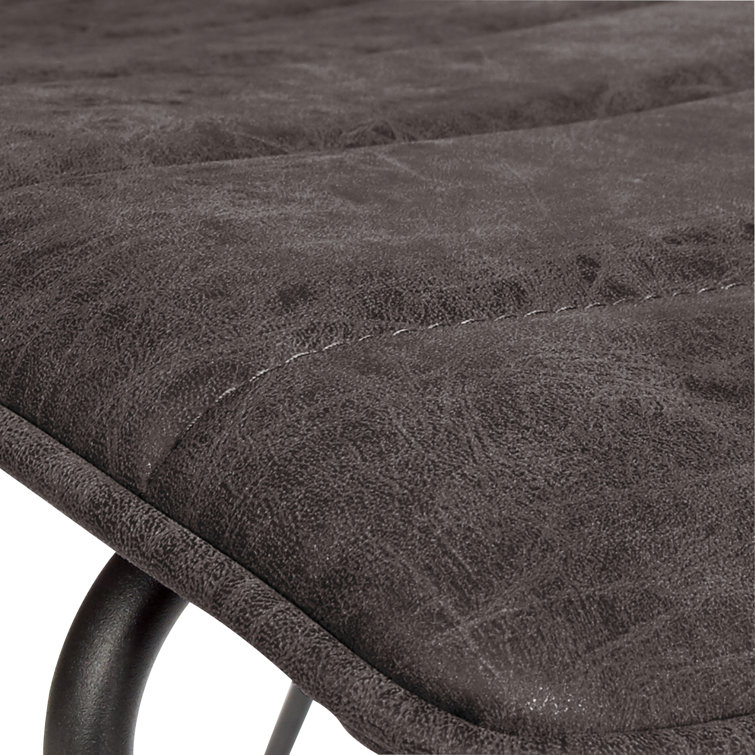 Charcoal Faux Leather Upholstered Stackable Side Chair with Metal Frame