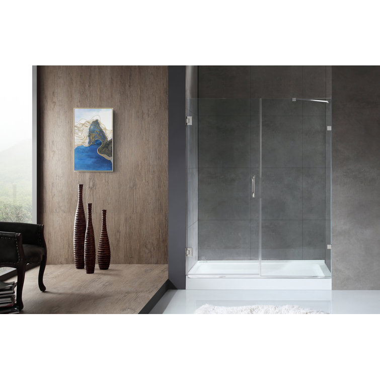 Makata 60" x 72" Frameless Hinged Shower Door in Polished Chrome
