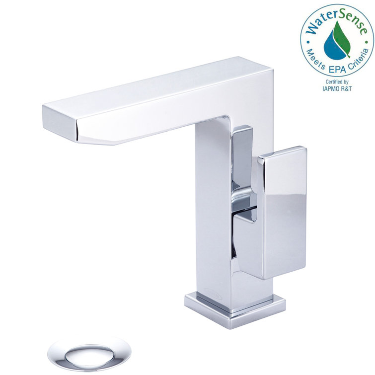 Polished Chrome Modern Single-Hole Bathroom Faucet with Drain Assembly