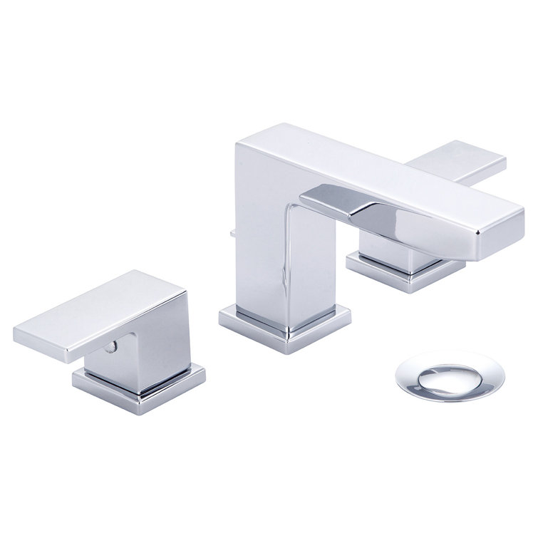 Polished Chrome Modern Widespread Bathroom Faucet with Brass Drain Assembly