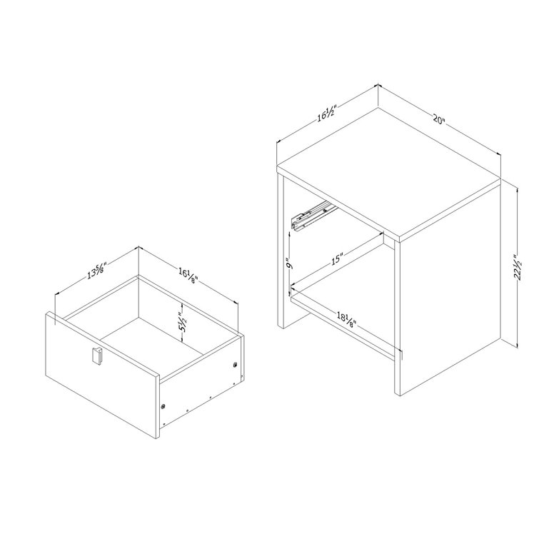 Soft Gray and White 1-Drawer Kids' Nightstand