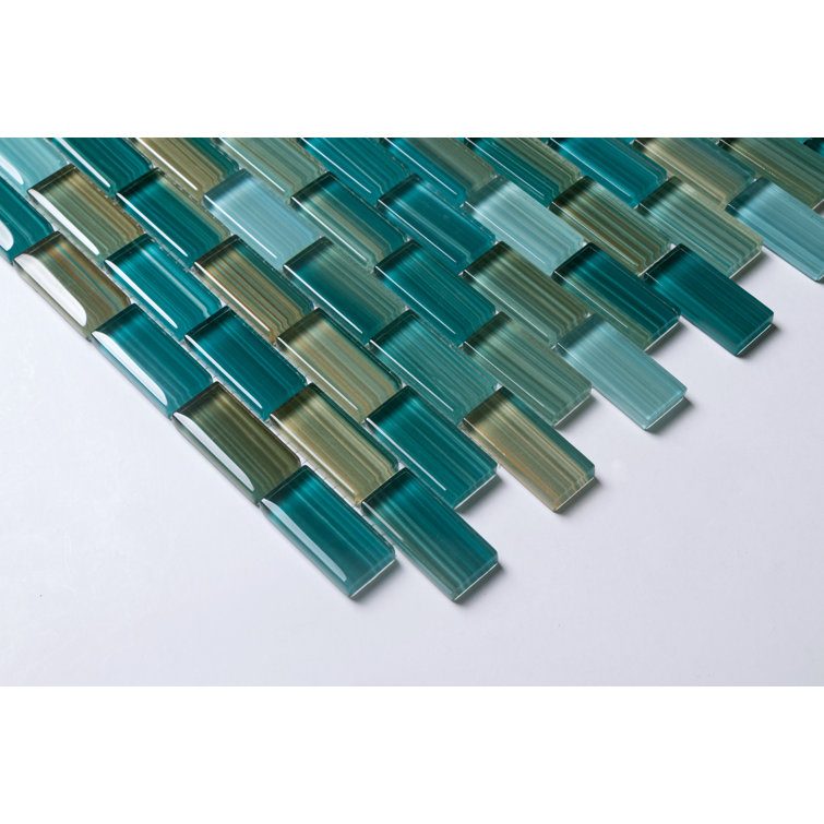 Lagoon Green Hand-Painted Glass Mosaic Tile for Walls and Pools