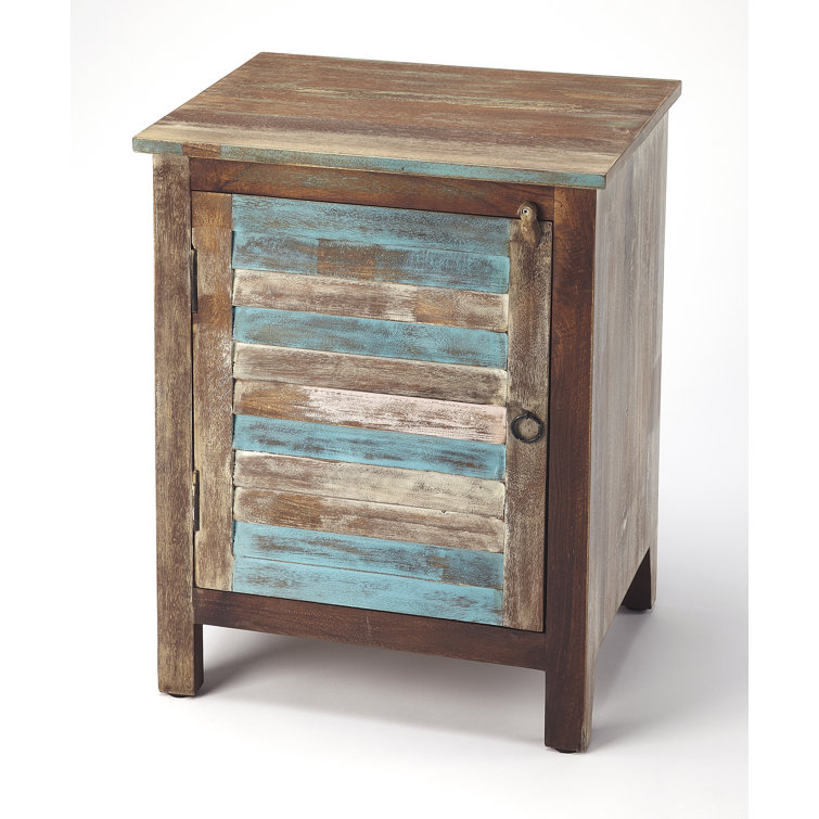 Rustic Shutter Painted Accent Cabinet with Iron Hardware