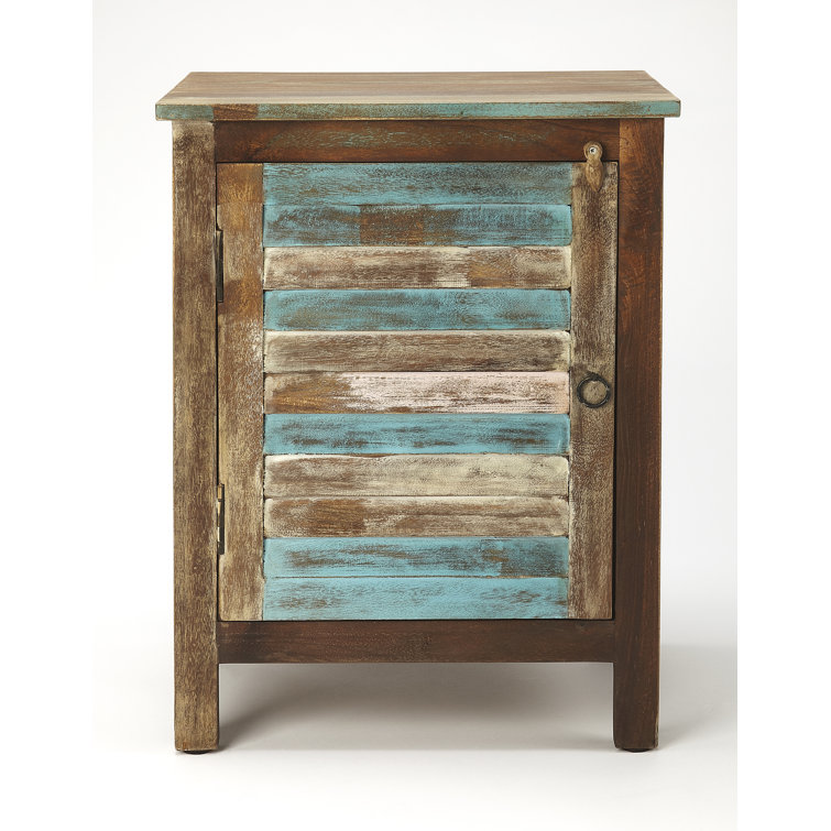 Rustic Shutter Painted Accent Cabinet with Iron Hardware