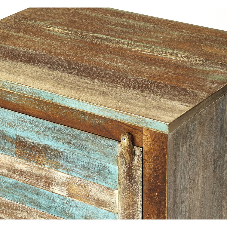 Rustic Shutter Painted Accent Cabinet with Iron Hardware