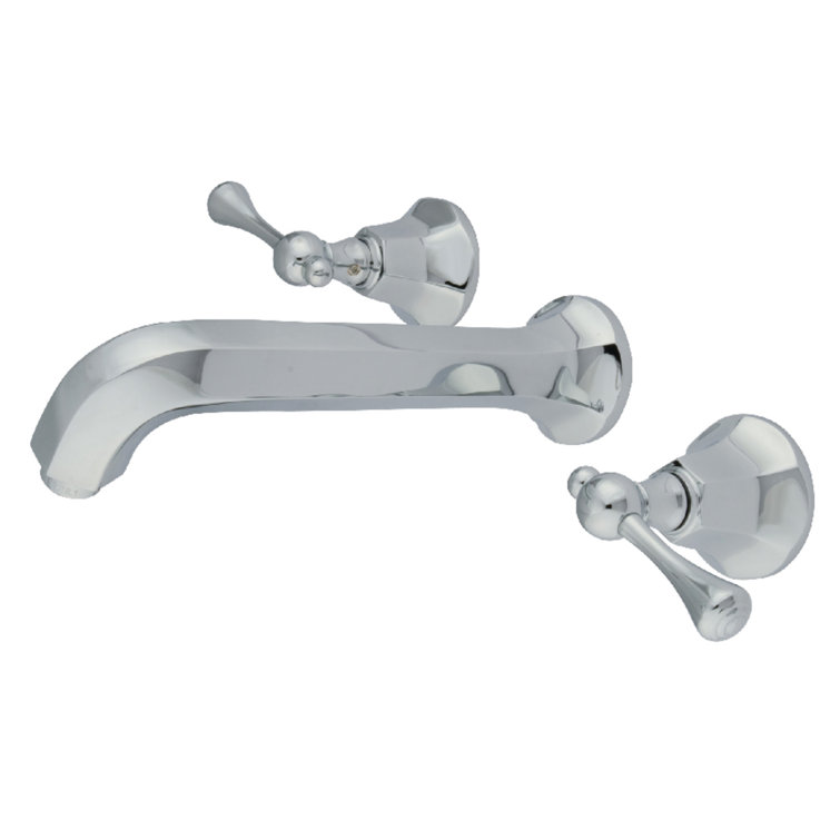 Polished Chrome Wall Mount Bathroom Faucet with Dual Handles