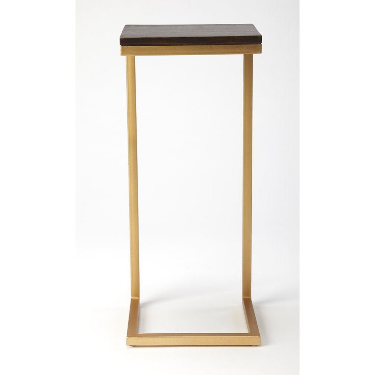 Antique Gold Mango Wood C-Shaped Side Table