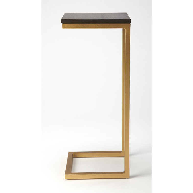 Antique Gold Mango Wood C-Shaped Side Table