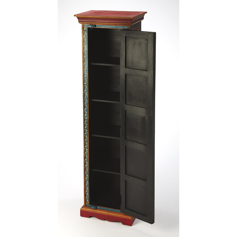 Hand Painted Floral Tall Freestanding Office Cabinet
