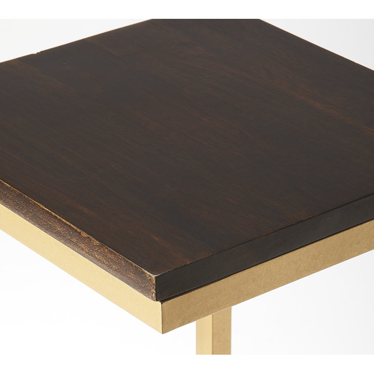 Antique Gold Mango Wood C-Shaped Side Table