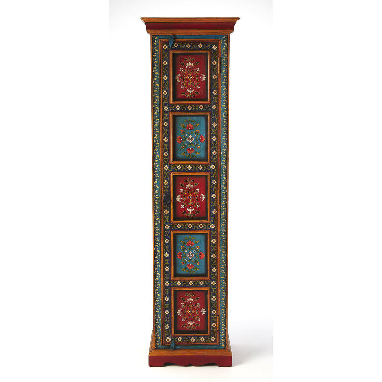 Hand Painted Floral Tall Freestanding Office Cabinet