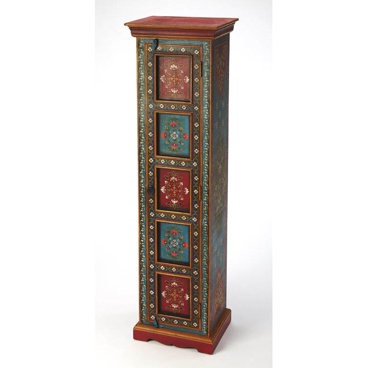 Hand Painted Floral Tall Freestanding Office Cabinet