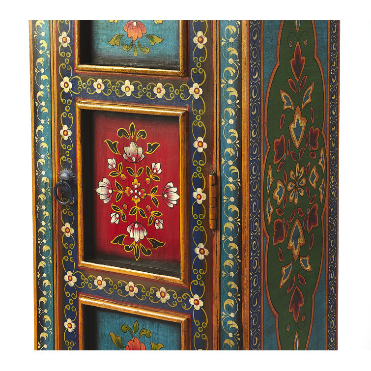 Hand Painted Floral Tall Freestanding Office Cabinet