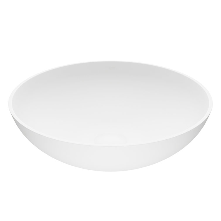 Lotus 16" White Matte Stone Round Above-Counter Vessel Sink