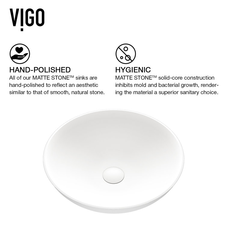 Lotus 16" White Matte Stone Round Above-Counter Vessel Sink