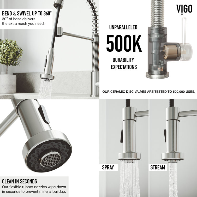Stainless Steel Pull-Down Sprayer Kitchen Faucet with Soap Dispenser