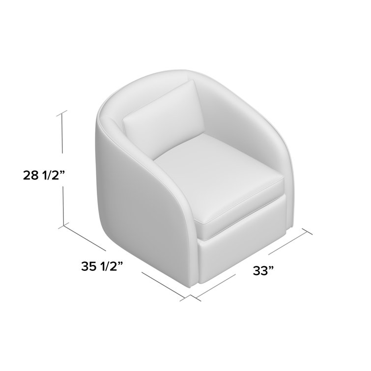 Gray Leather Swivel Barrel Chair with Manufactured Wood Frame