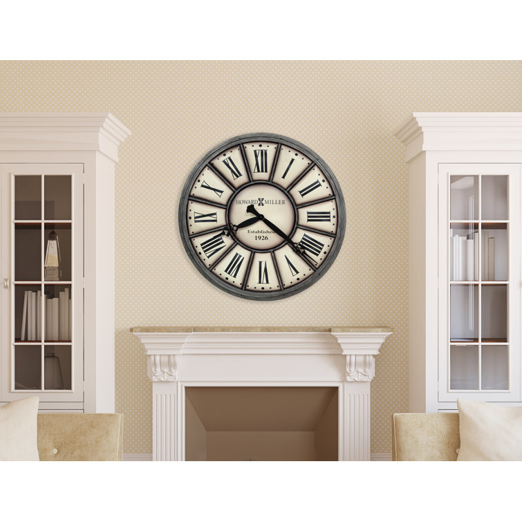 Oversized Gray Metal Roman Numeral Wall Clock