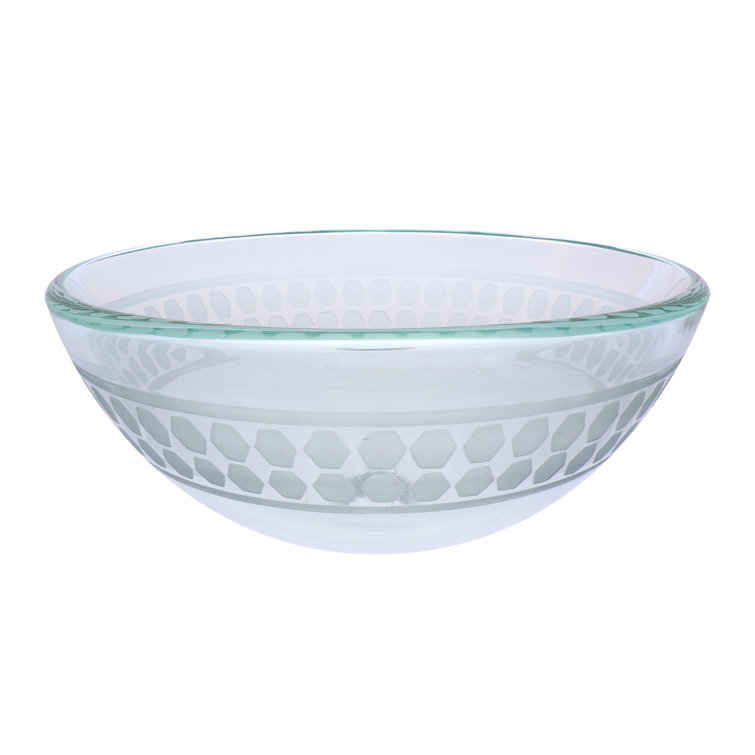 Clear Etched Glass Circular Above-Counter Vessel Sink