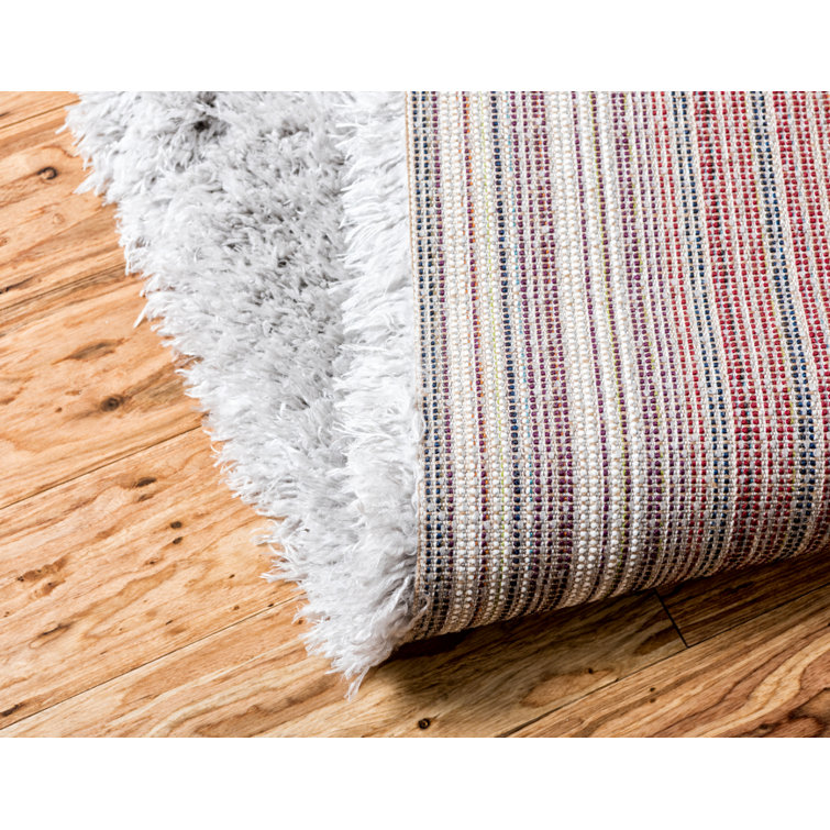 Silver Screen Shag 4x6 ft Rectangular Area Rug with Braided Fringe