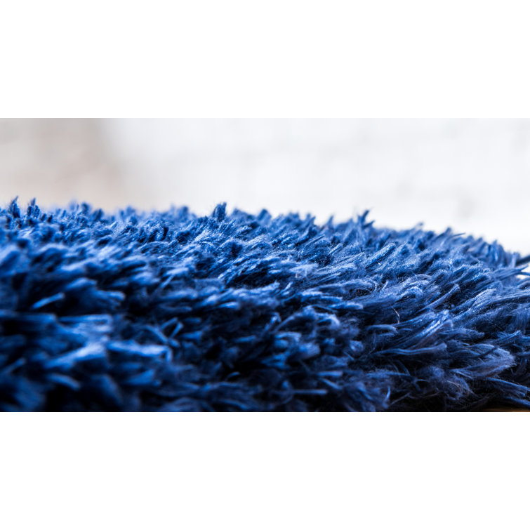 Aegean Blue Rectangular Shag Synthetic Area Rug 5'1" x 8'