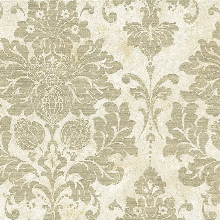 Dark Cream and Gold Damask Pre-pasted Washable Wallpaper
