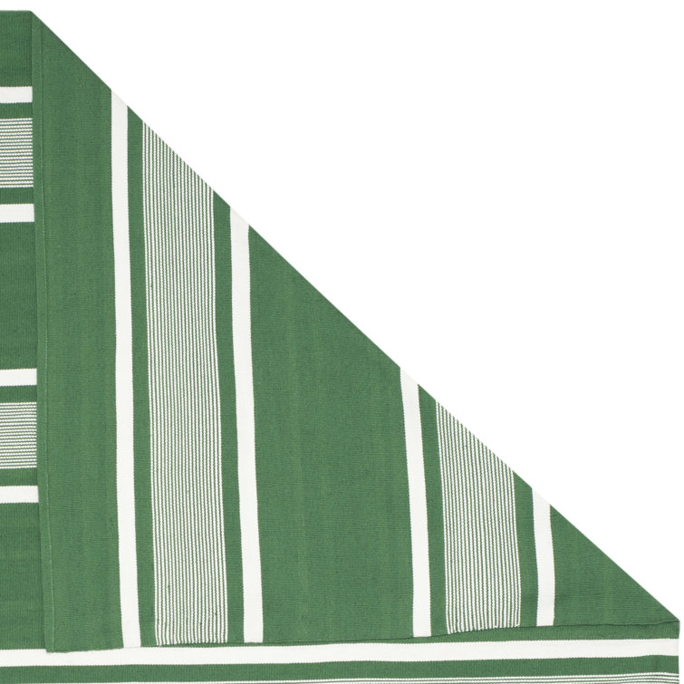 Hanover Stripe Green 9' x 12' Flat Weave Synthetic Area Rug