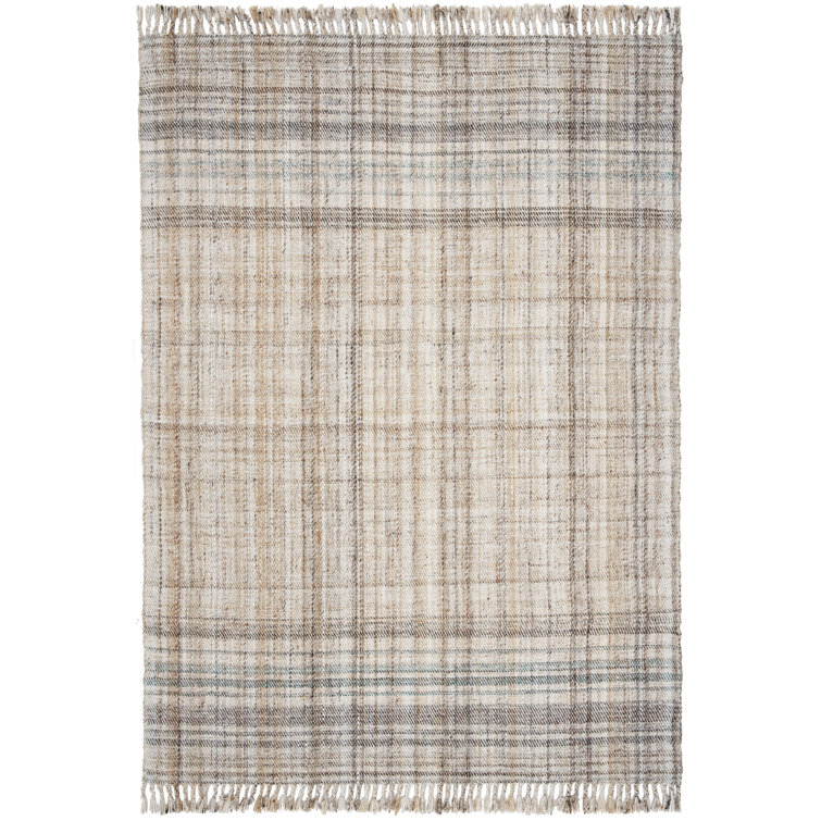 Hand-Knotted Autumn Plaid 6' x 9' Wool and Viscose Blend Area Rug
