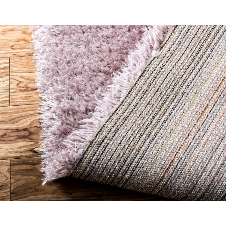 Lorelei Pink Solid Synthetic Shag Rectangular Rug