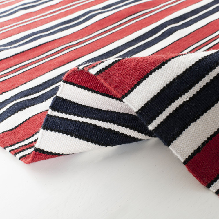 Handmade Stripe Flat Woven Red Synthetic 8' x 10' Area Rug