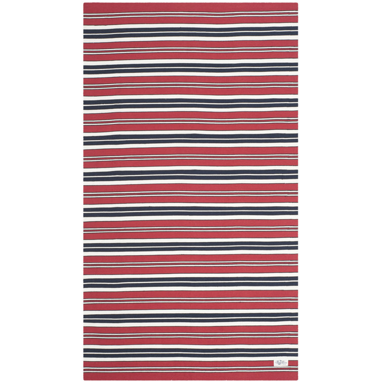 Lauren Handwoven Red Stripe Synthetic 5' x 8' Area Rug