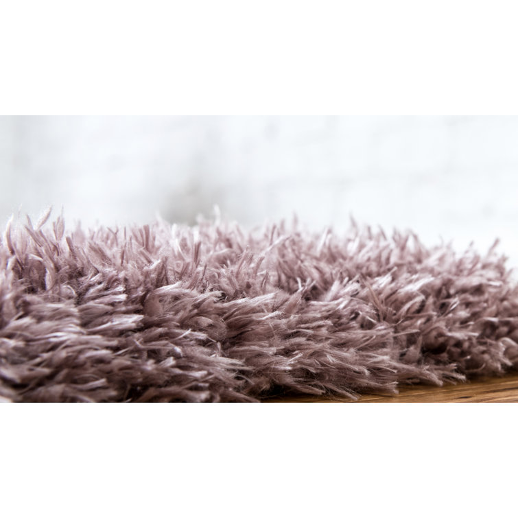 Lorelei Pink Solid Synthetic Shag Rectangular Rug