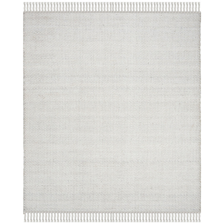 Handcrafted Coastal Blue Wool 8' x 10' Flat Woven Rug