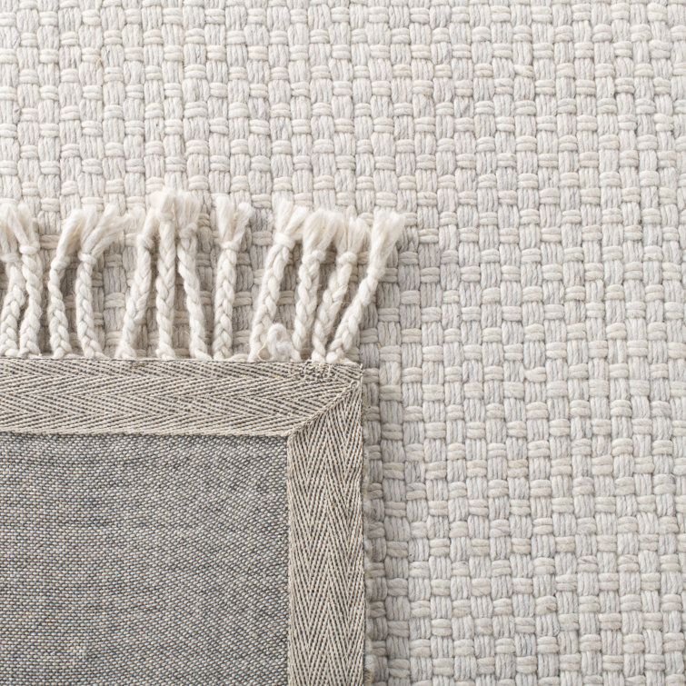 Amalie LRL6350C Handmade Bone and Wool 2'6" x 8' Runner Rug - White