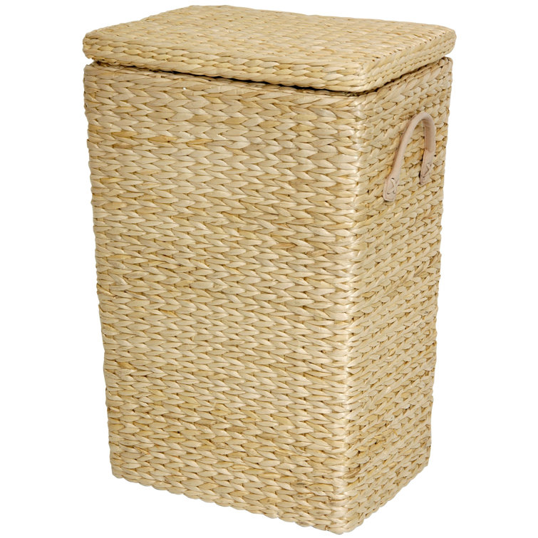 Natural Rush Grass Collapsible Laundry Basket with Lid