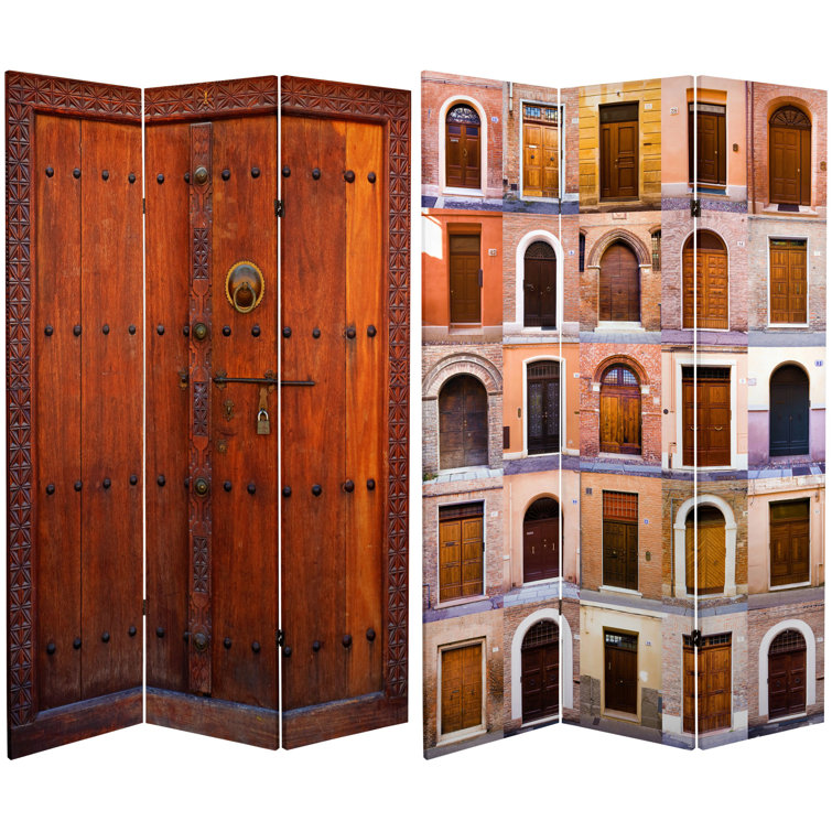 European Doors Canvas Room Divider with Spruce Wood Frame