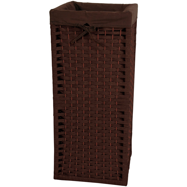 Mocha Wicker Rectangular Laundry Hamper with Removable Liner